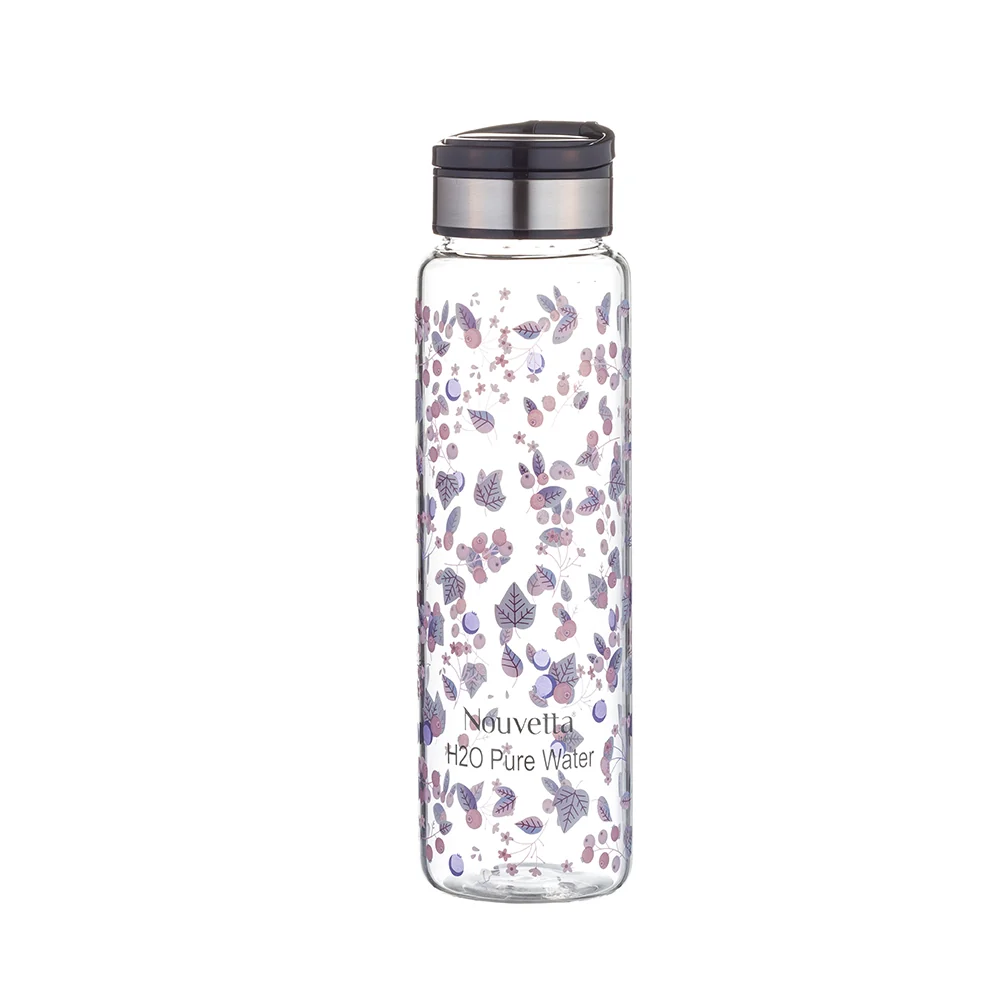 Berry Borosilicate Printed Bottle - Black Lid - 750 ML