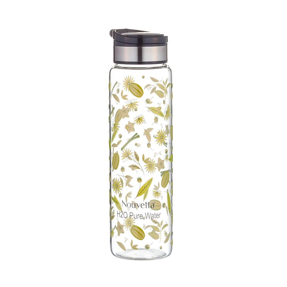 Melon Borosilicate Printed Bottle - Blue Lid 1000 ML